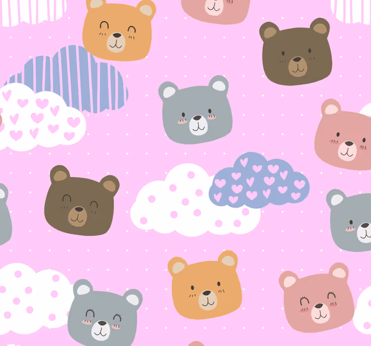 Store enrouleur chambre bébé ours minimaliste sourire rose - TenStickers