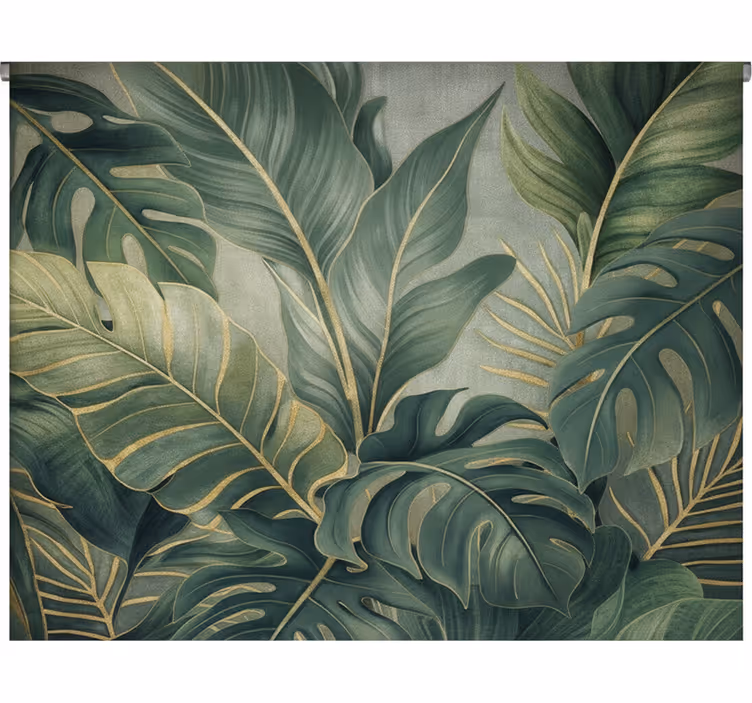 Store enrouleur vert motif feuilles de la forêt tropicale - TenStickers