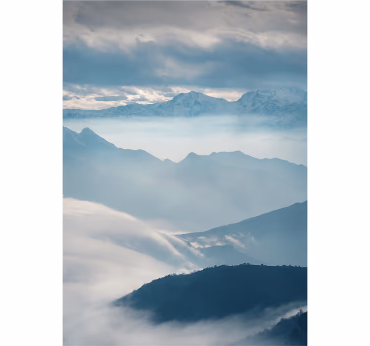 Store enrouleur salon montagnes nuageuses - TenStickers