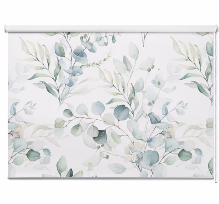 Store balcon enrouleur design eucalyptus vert - TenStickers