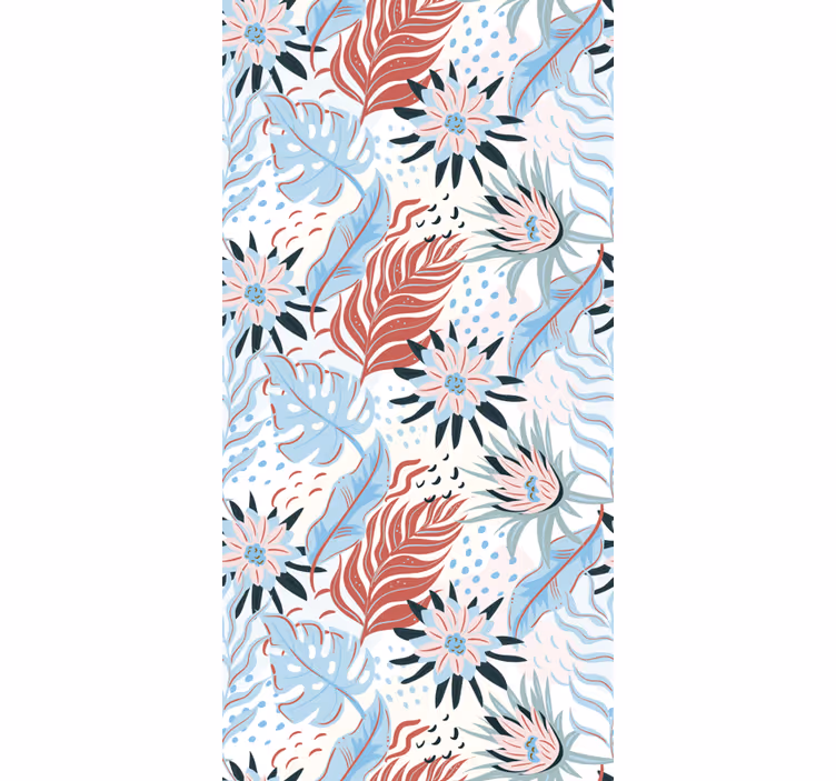 Store enrouleur fleurs et plantes motifs bleus et rouges - TenStickers