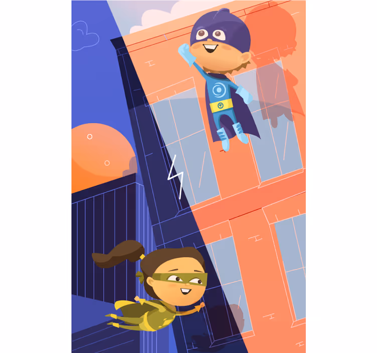 Store enrouleur chambre enfant aventure de super-héros - TenStickers