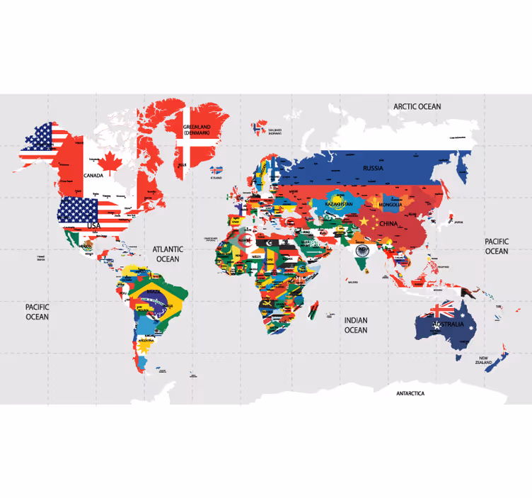 Store enrouleur carte du monde détail coloré - TenStickers