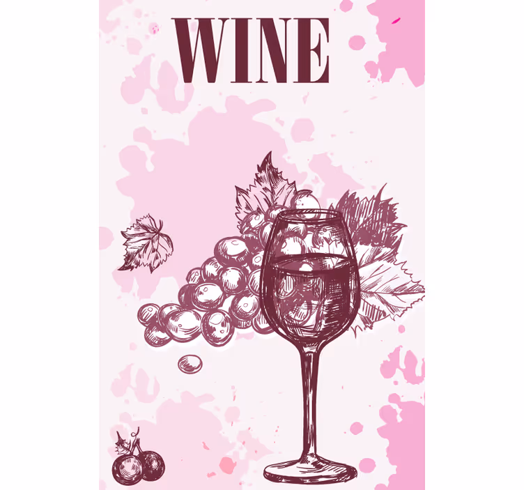 Store enrouleur romantique croquis de vin vintage - TenStickers