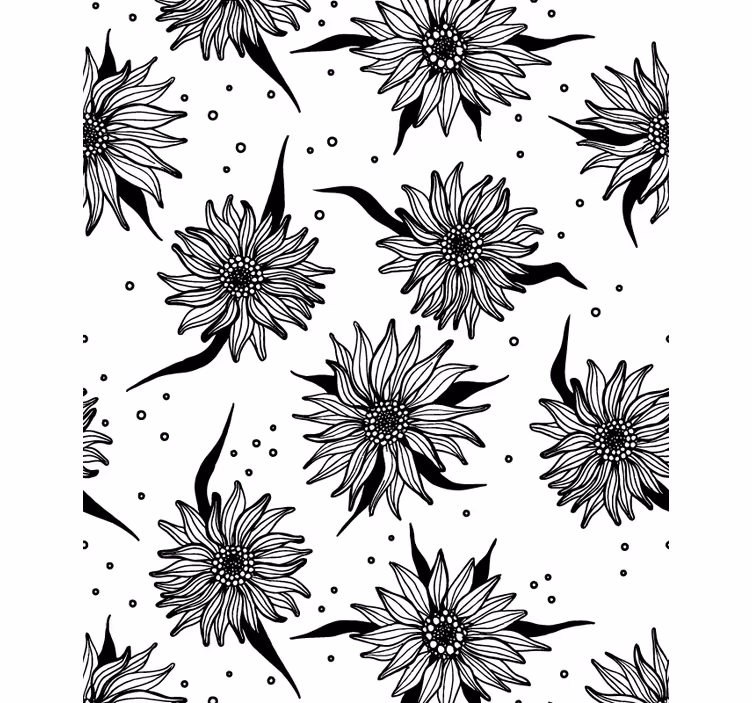 Store enrouleur fleur tournesols noirs et blancs - TenStickers