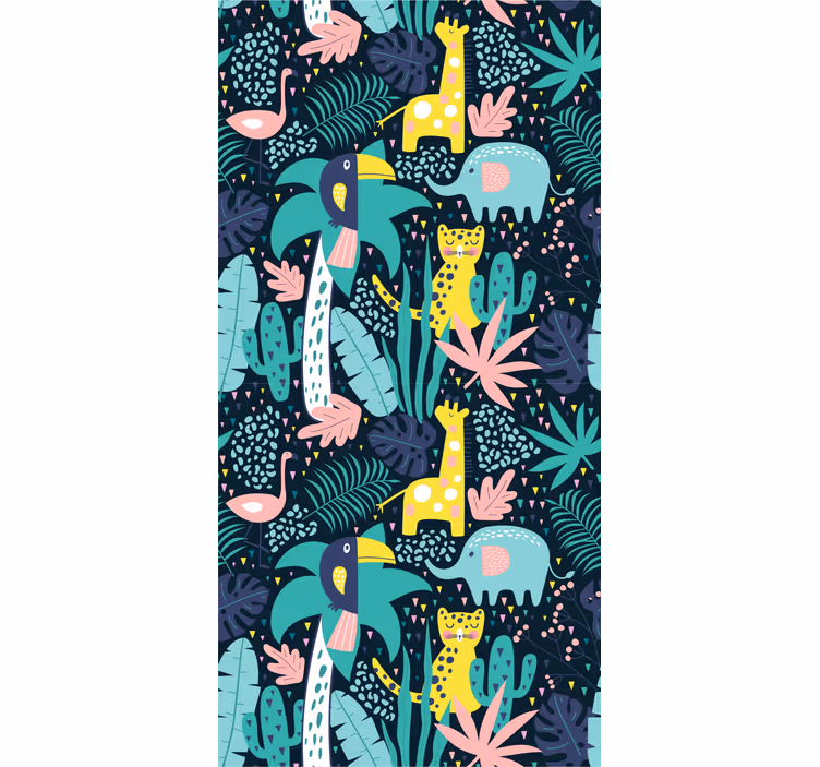 Store enrouleur chambre enfant animaux nordiques tropicaux - TenStickers