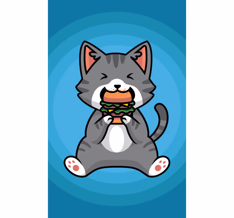 Store enrouleur animaux chat heureux en train de manger - TenStickers