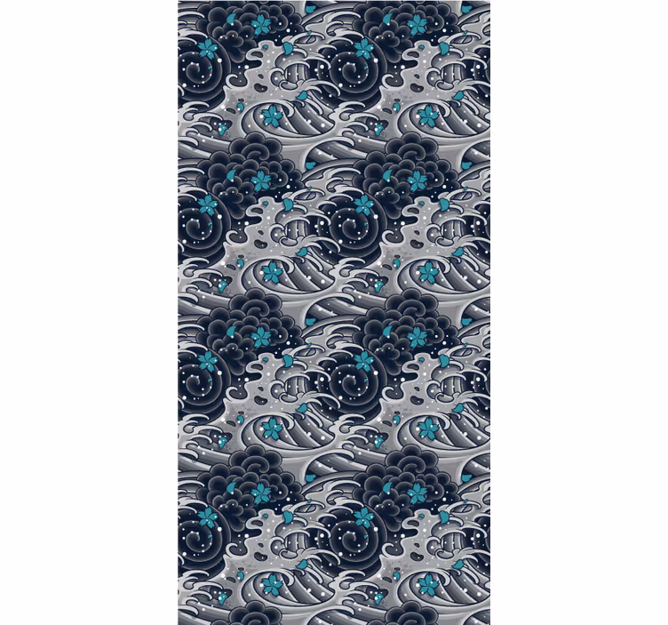 Store enrouleur original vagues fleuries de l'océan - TenStickers