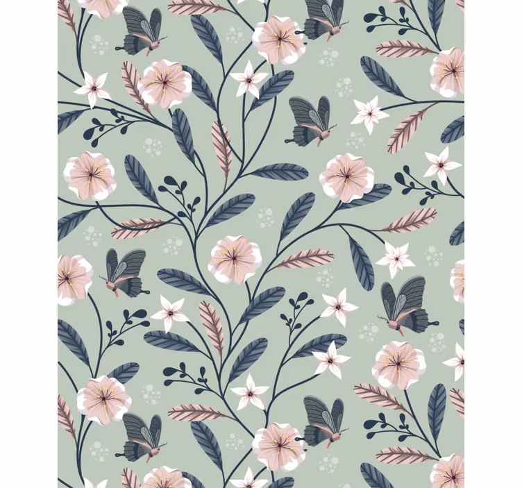 Store enrouleur fleurs et plantes motifs papillons floraux - TenStickers