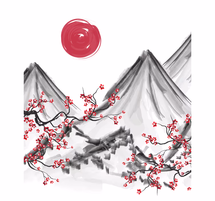 Stores avec des dessins Soleil rouge à la japonaise - TenStickers