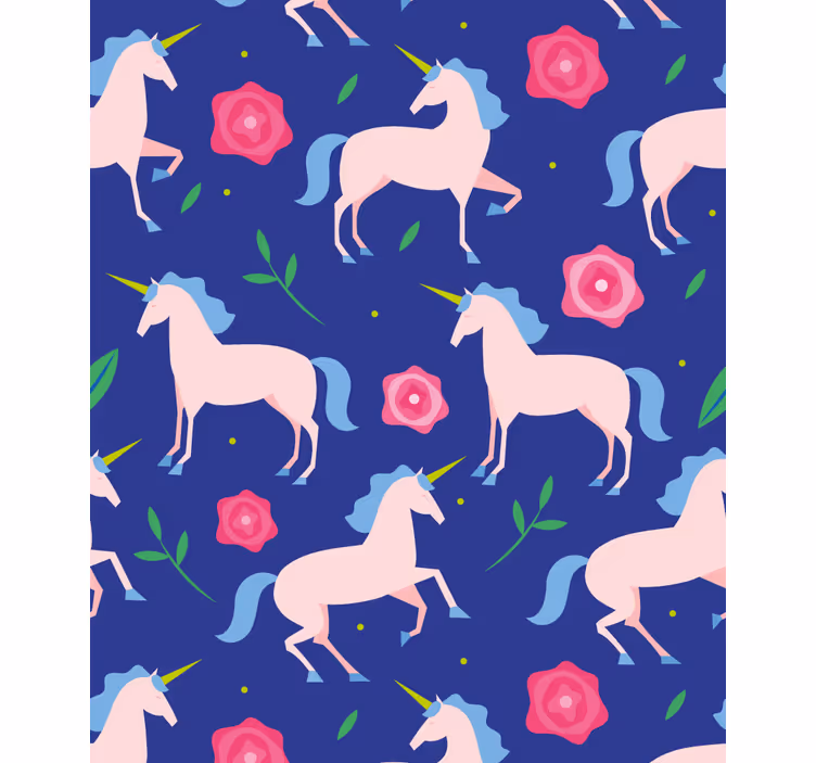 Store enrouleur chambre enfant licornes et fleurs - TenStickers