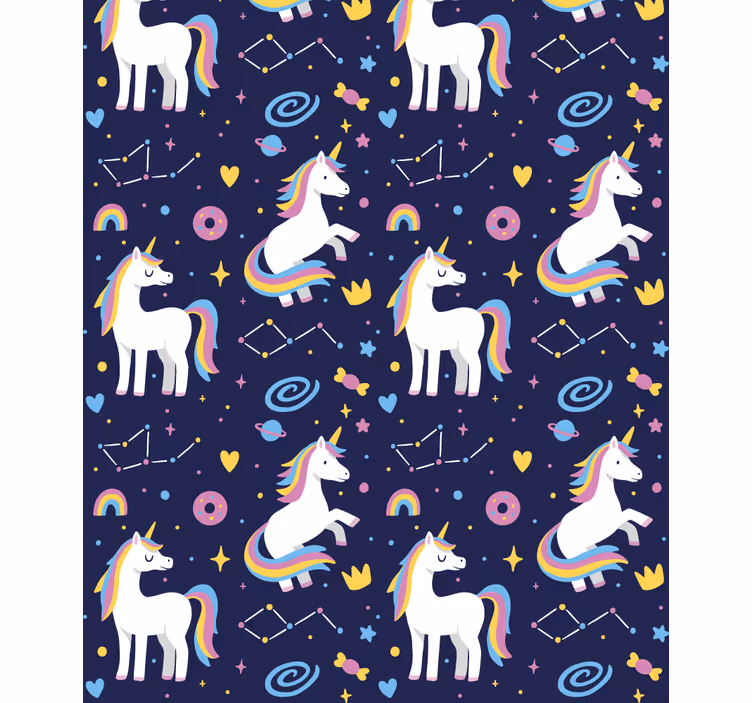 Stores enfants sticker de licorne avec des symboles - TenStickers