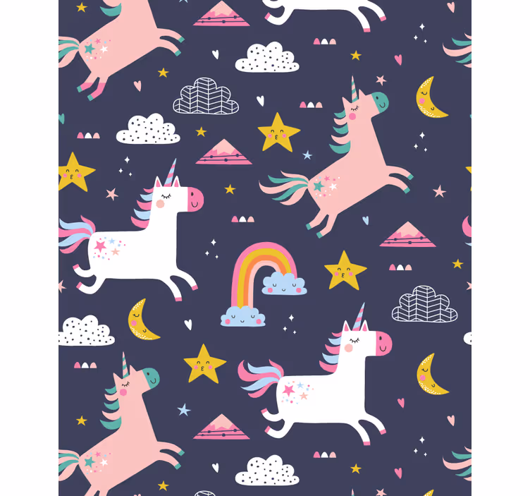 Store enrouleur chambre enfant licornes et étoiles - TenStickers