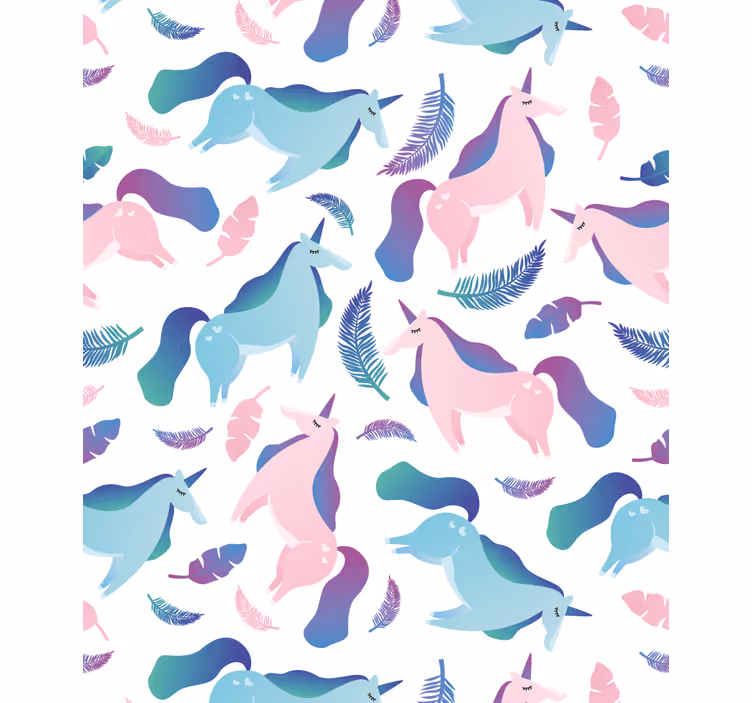 Store enrouleur chambre enfant licornes et plumes - TenStickers