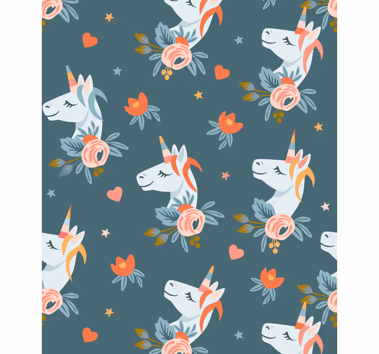 Store enrouleur chambre enfant charmantes licornes bleues - TenStickers