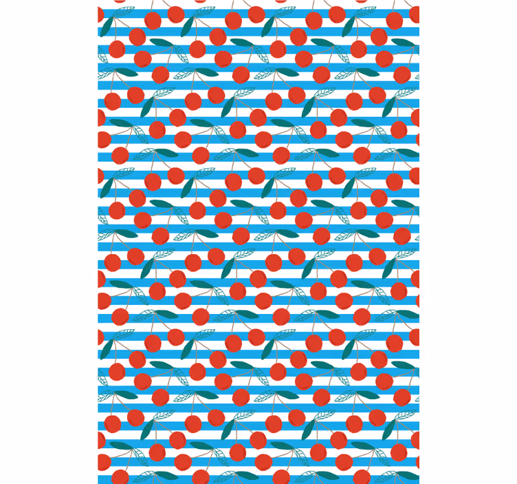 Store enrouleur cuisine fruits et légumes Rayures bleu cerise - TenStickers