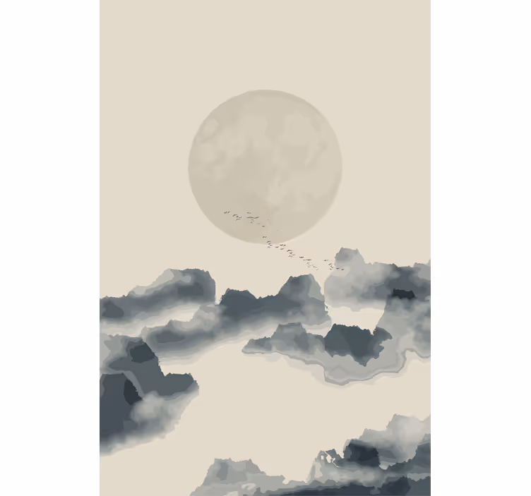 Store enrouleur moderne paysage nuageux au clair de lune - TenStickers