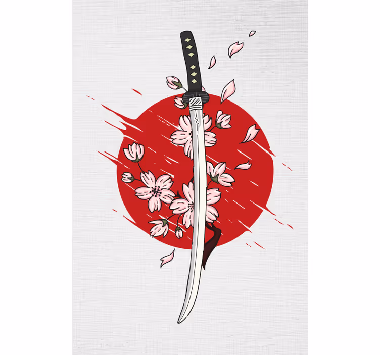 Store enrouleur bande dessinée fleurs d'épée de samouraï - TenStickers
