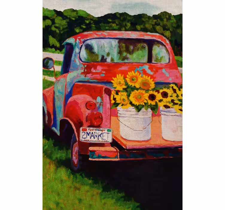 Store enrouleur fleur bouquet de camion vintage - TenStickers