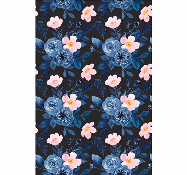 Store enrouleur fleurs et plantes motif floral bleu - TenStickers
