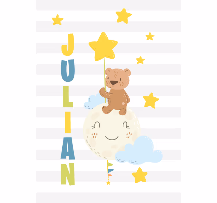 Store enrouleur chambre enfant ours étoile avec nom - TenStickers