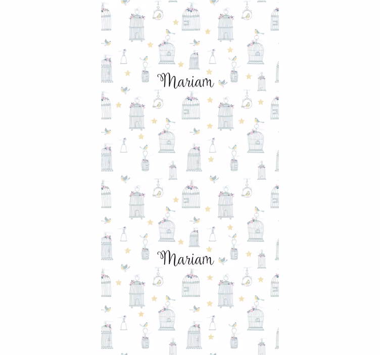 Store enrouleur chambre bébé cages à oiseaux avec nom - TenStickers