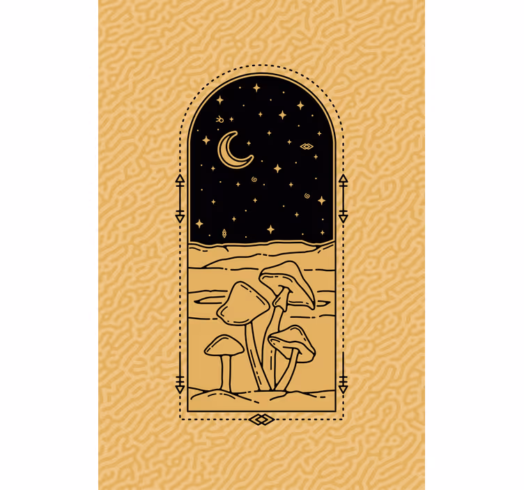 Store enrouleur animaux scène lunaire champignon - TenStickers