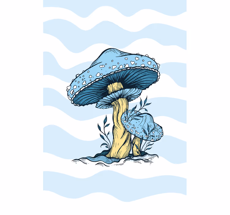 Store enrouleur fleurs et plantes champignons bleus - TenStickers