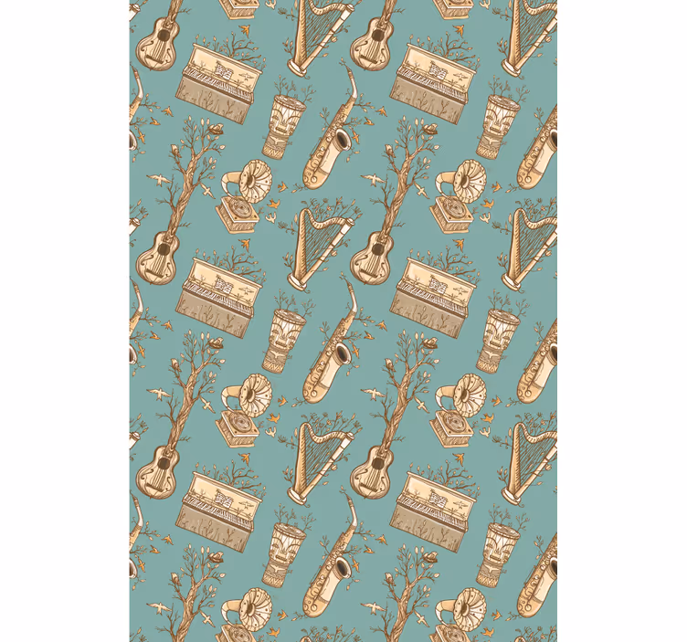 Store enrouleur chambre ado instruments de musique vintage - TenStickers