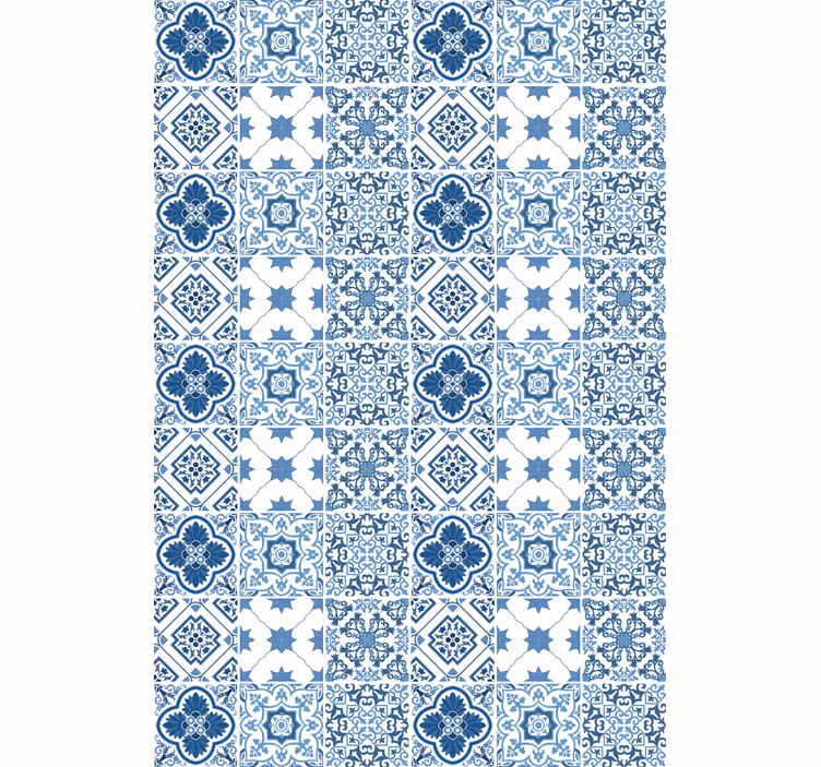 Store enrouleur salle de bain motifs bleus complexes - TenStickers