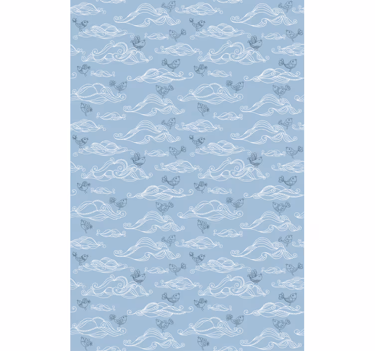 Store enrouleur nuage vagues et oiseaux qui coulent - TenStickers