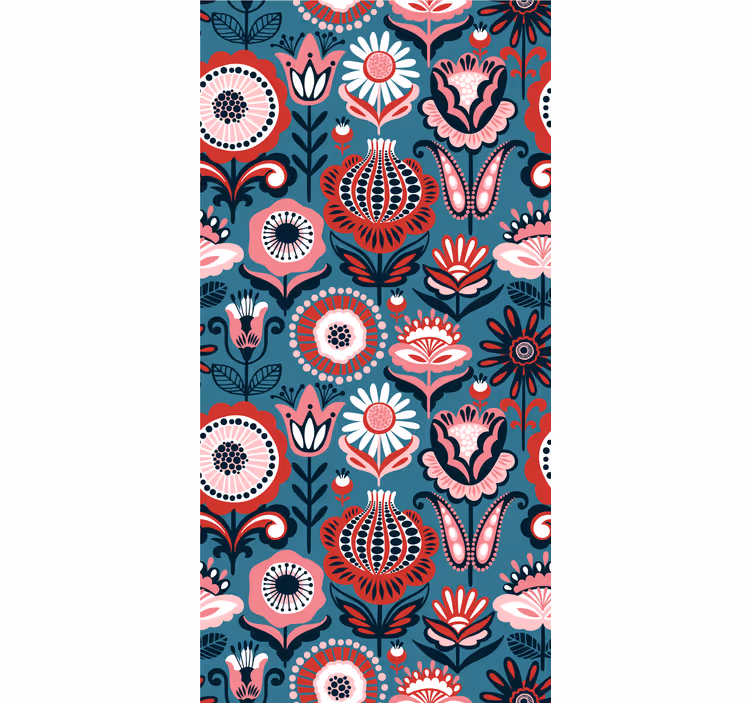 Store enrouleur fleur motif folklorique rétro - TenStickers