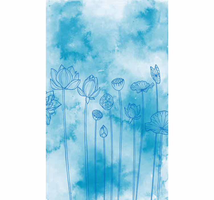 Store enrouleur fleurs et plantes motif lotus bleu - TenStickers