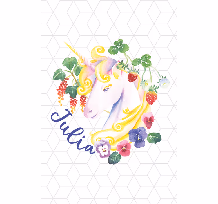 Store enrouleur chambre enfant licorne florale avec nom - TenStickers