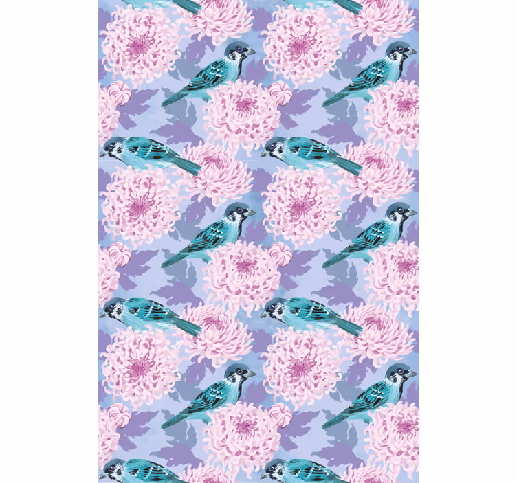 Store enrouleur fleurs et plantes oiseaux parmi les fleurs - TenStickers