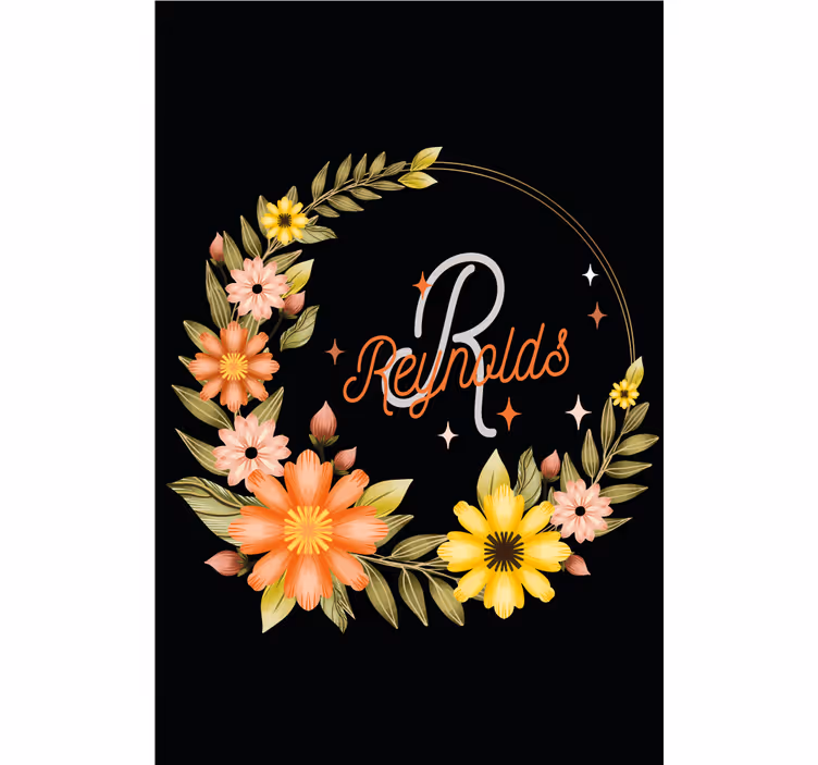 Store enrouleur fleurs et plantes initiale et nom élégants - TenStickers