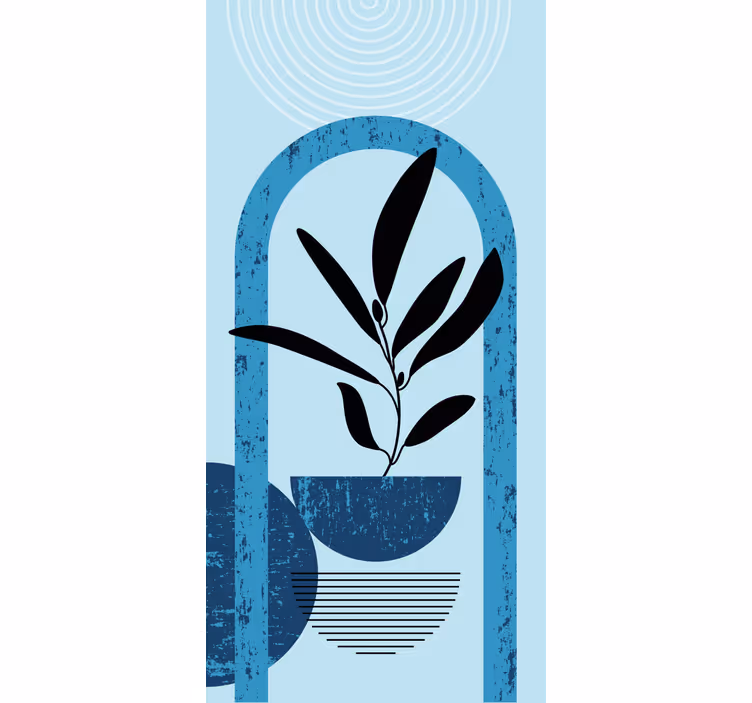 Store enrouleur fleurs et plantes pot de fleurs bleu - TenStickers