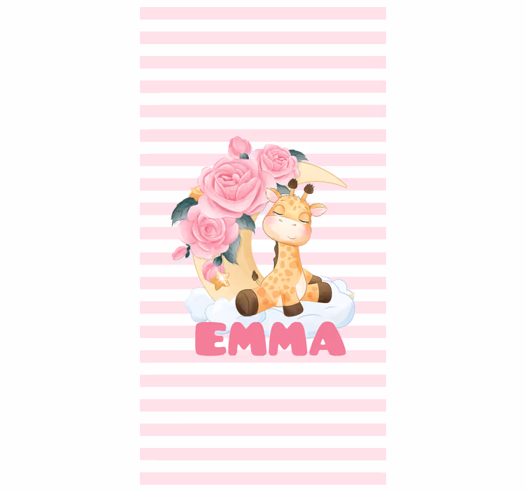 Store enrouleur personnalisé girafe avec des roses - TenStickers