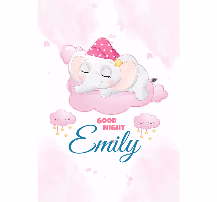 Store enrouleur chambre enfant éléphant endormi avec nom - TenStickers