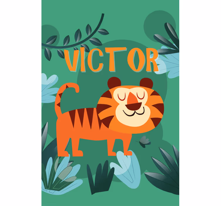 Store enrouleur chambre enfant tigre heureux avec nom - TenStickers