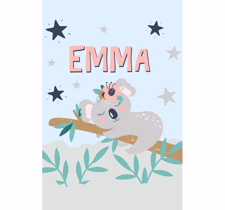 Store enrouleur chambre enfant bébé koala avec son nom - TenStickers