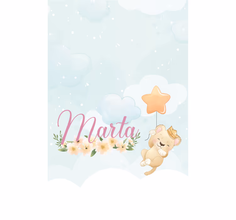Store enrouleur chambre bébé lionceau étoile et nom - TenStickers