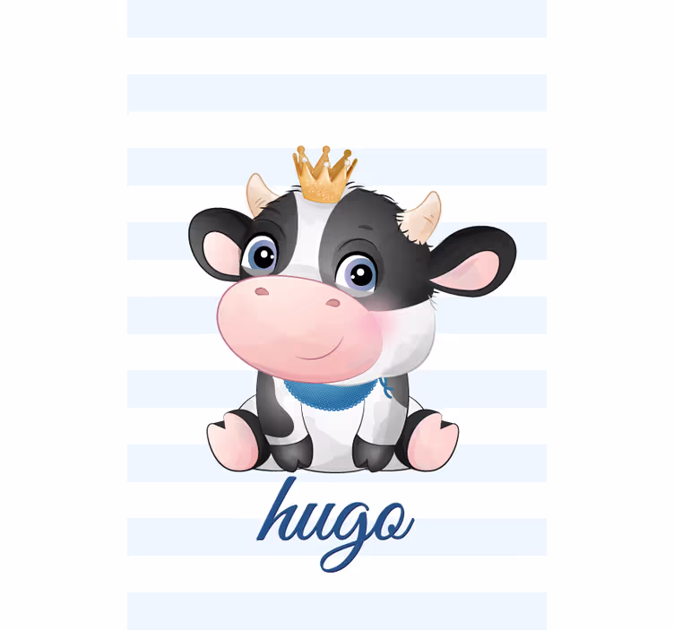 Store enrouleur chambre enfant vache couronnée avec nom - TenStickers