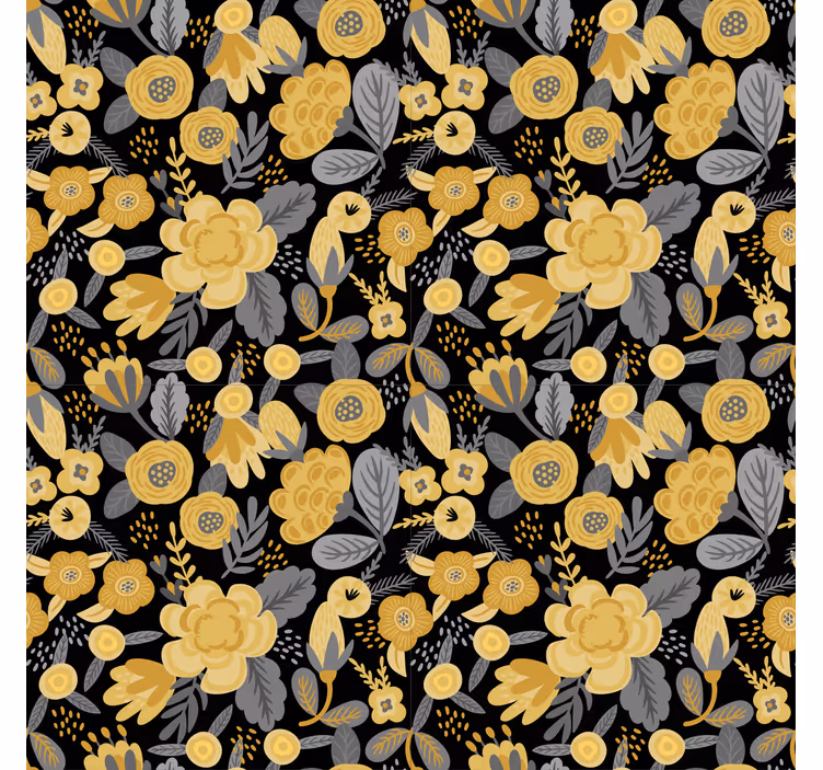 Store enrouleur fleur motif botanique jaune - TenStickers