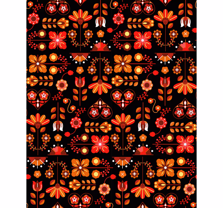 Store enrouleur fleur art populaire orange - TenStickers