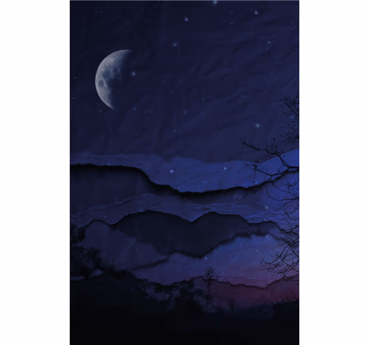Stores pour couples Paysage original de nuit avec la lune - TenStickers