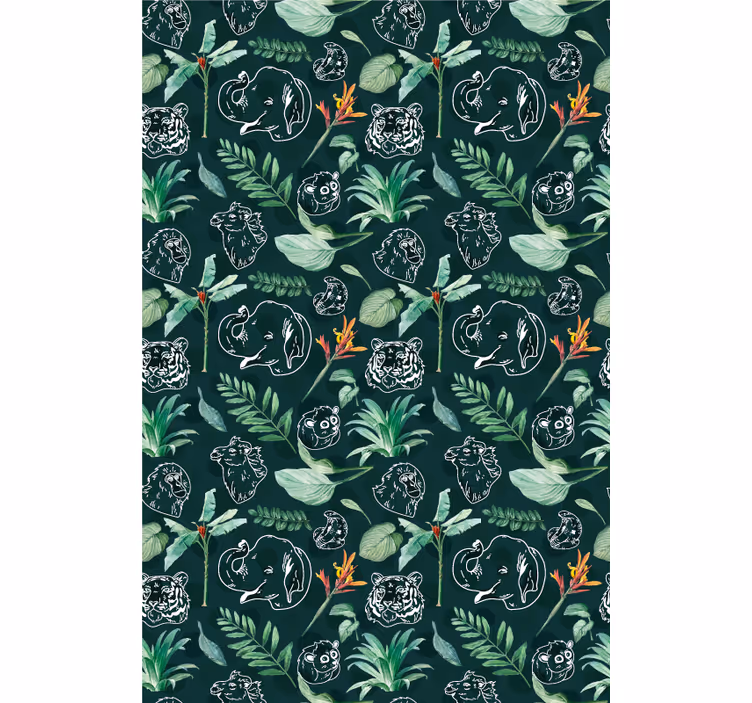 Store enrouleur animaux croquis animalier floral - TenStickers