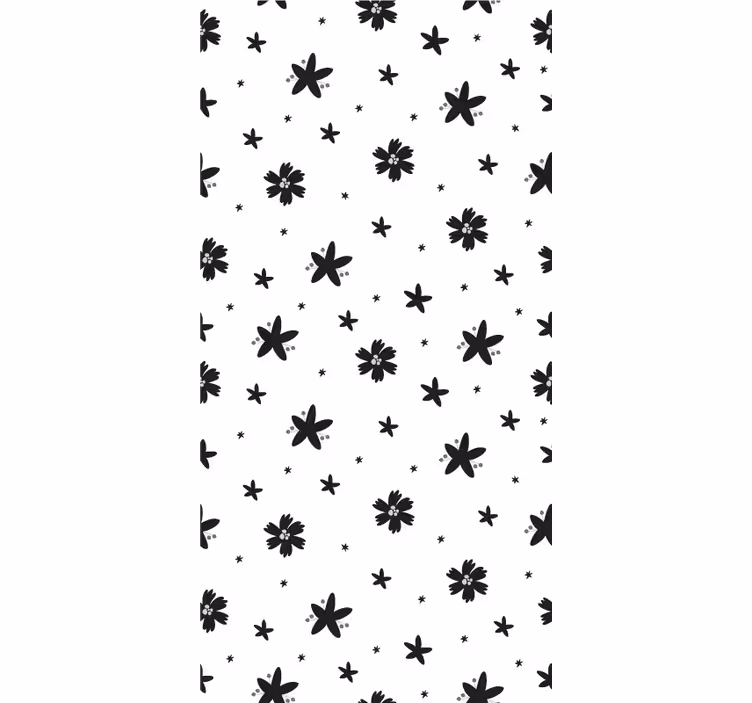 Store enrouleur fleur conception en noir et blanc - TenStickers