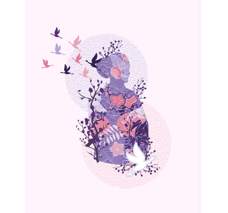 Store enrouleur fleurs et plantes silhouette florale - TenStickers