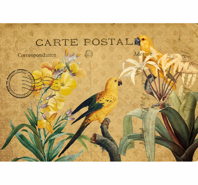 Store enrouleur fleurs et plantes oiseau floral vintage - TenStickers